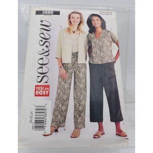 Butterick See & Sew # 3886 Jacket Top Pants ©2003 Uncut Sizes 20-22-24